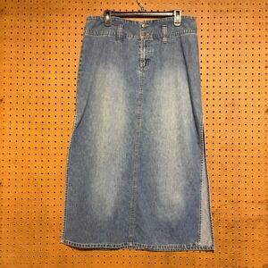 Canyon River Blues Denim Maxi Skirt 13 Blue Side Slit Y2K‎ Vintage Jean Skirt
